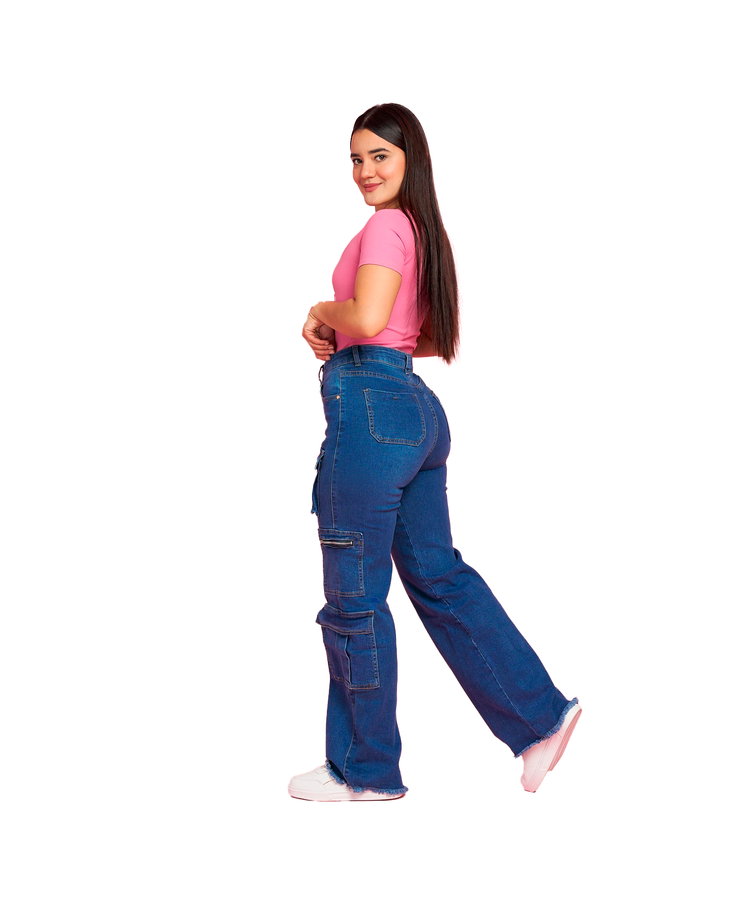 Jeans multicargo Azul