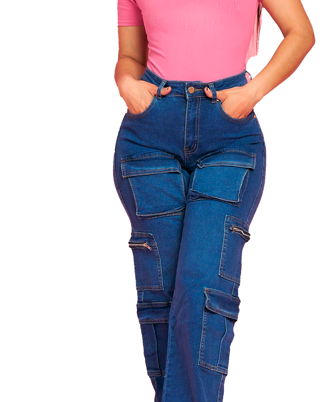 Jeans multicargo Azul