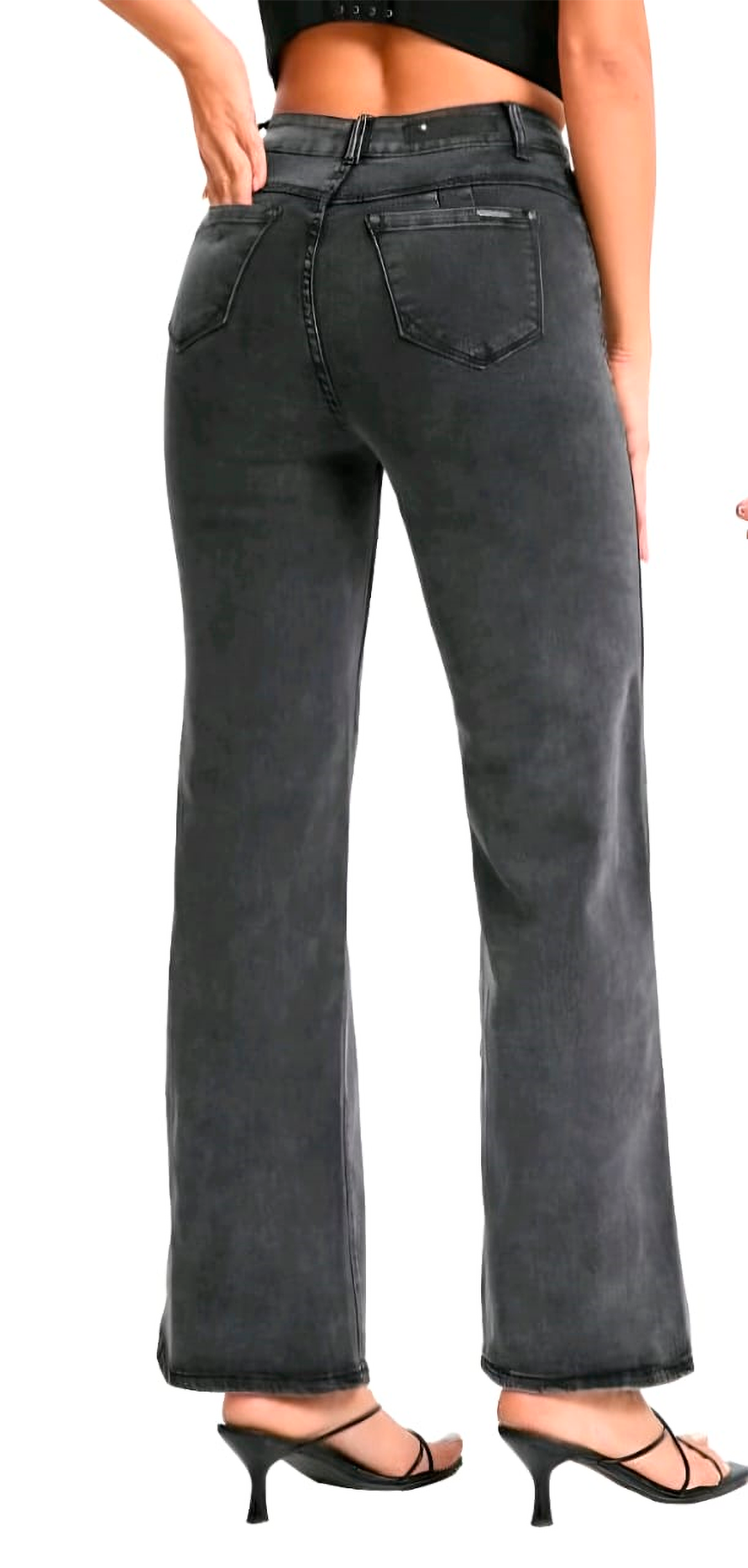 Jeans Wide Gris Oscuro