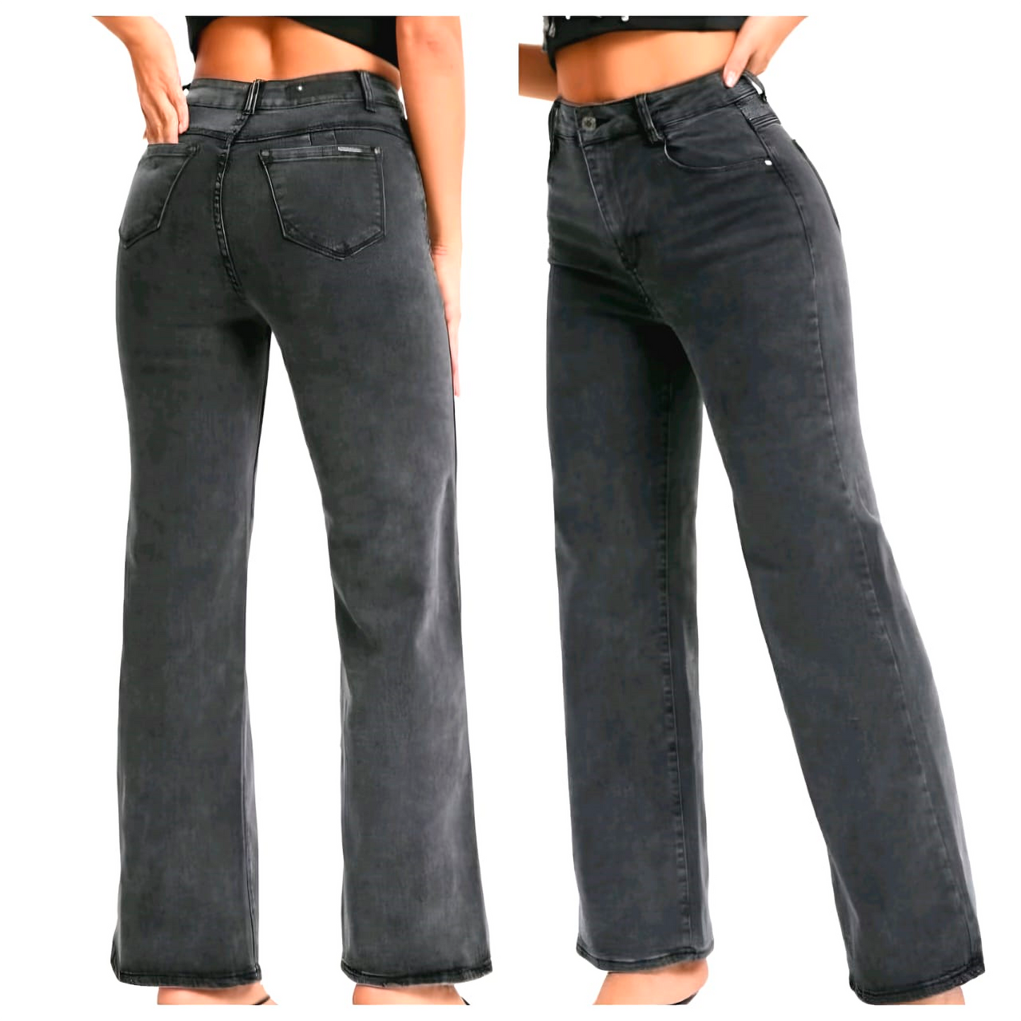 Jeans Wide Gris Oscuro