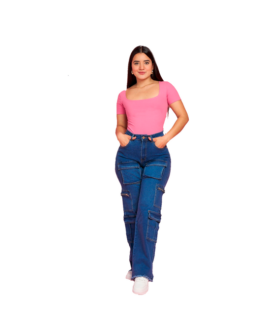 Jeans multicargo Azul