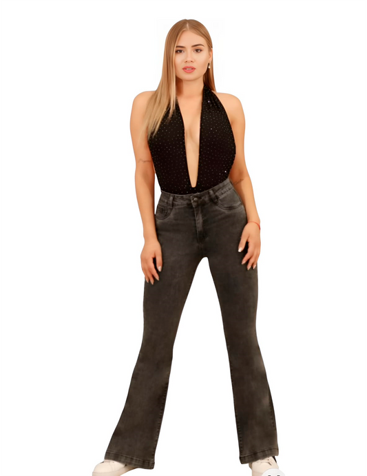 Jeans Flare Gris