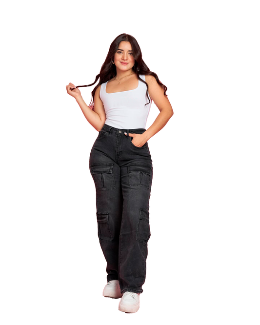 Jeans Cargo Gris