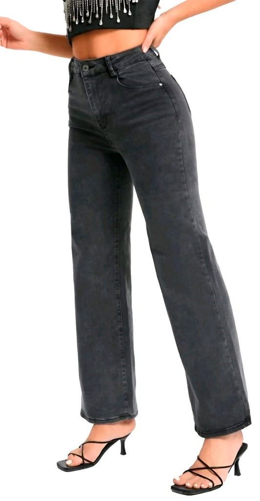 Jeans Wide Gris Oscuro